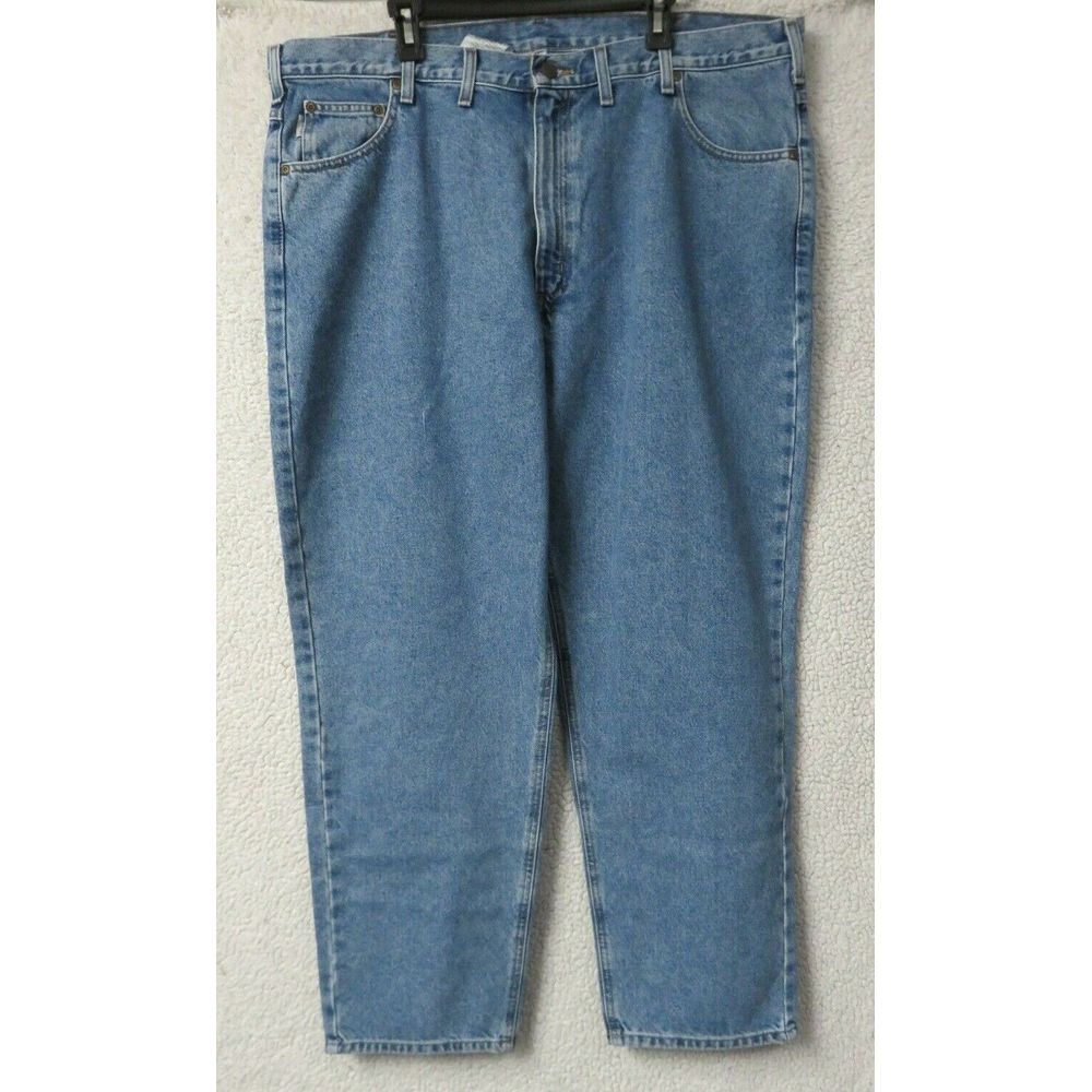 Mens Carhartt Blue Jeans Size‎ 44x30 B17 STW Relaxed Fit Pant Workwear Denim